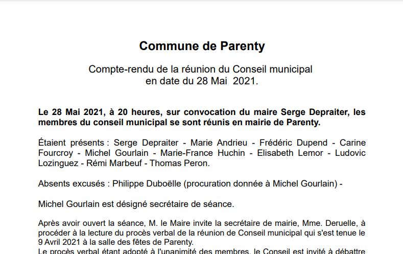 CONSEIL MUNICIPAL 28 mai 2021