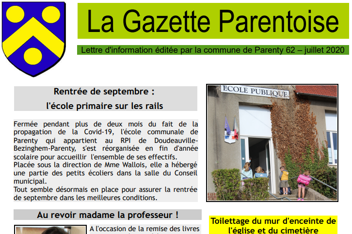 Gazette de Parenty – Juillet 2020