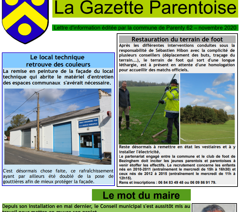 Gazette de Parenty – novembre 2020