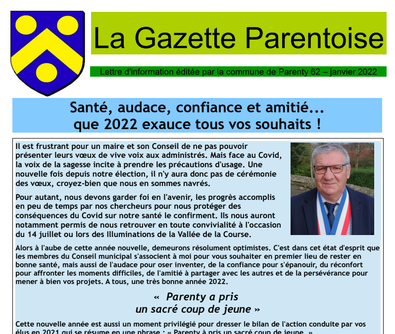 Gazette de Parenty – Janvier 2022